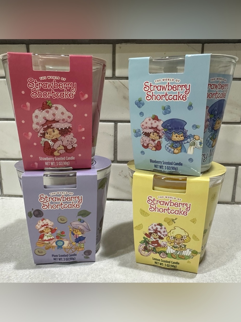 Strawberry Shortcake Scented Candles 4 Pack - Strawberry, Blueberry, Plum, Lemon